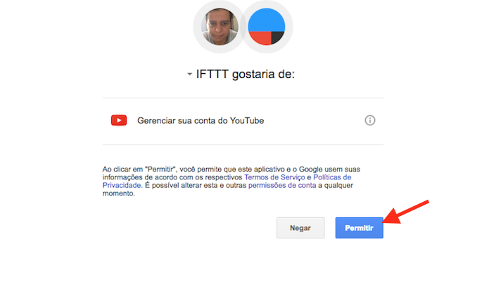 Opção para integrar o YouTube ao serviço IFTTT (Foto: Reprodução/Marvin Costa)