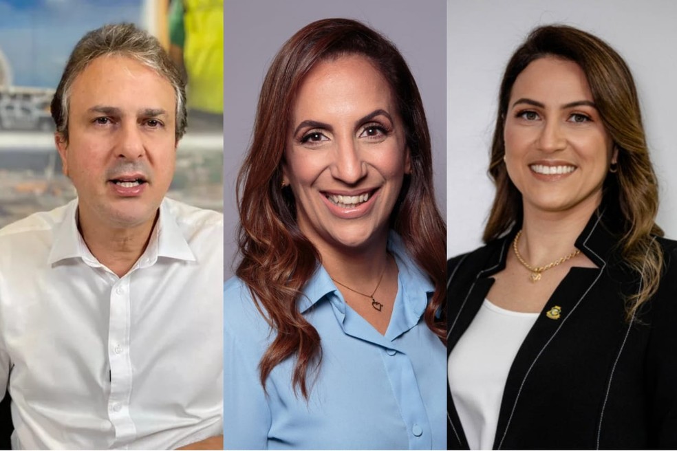 Camilo Santana, Kamila Cardoso e Erika Amorim. — Foto: Reprodução