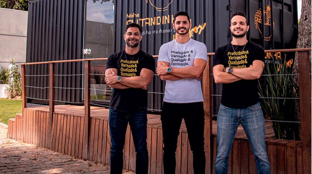 Marcelo Villares, Douglas Pena e Guilherme Mauri, do Minha Quitandinha: o plano da startup é encerrar o ano com 100 lojas abertas  e faturar R$ 1 milhão (Foto: Divulgação)