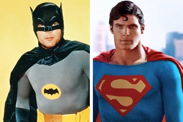 Adam West como o Batman e Christopher Reeve como o Superman (Foto: Divulgação)