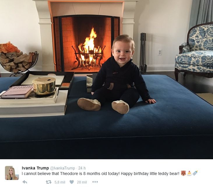 No Twitter, Ivanka Trump postou uma foto do filho mais novo, que completou 8 meses de vida (Foto: Reprodução)