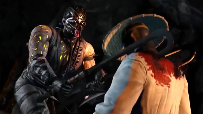 Kabal enfia suas espadas-gancho em Raiden na história de Mortal Kombat X (Foto: Reprodução/YouTube)