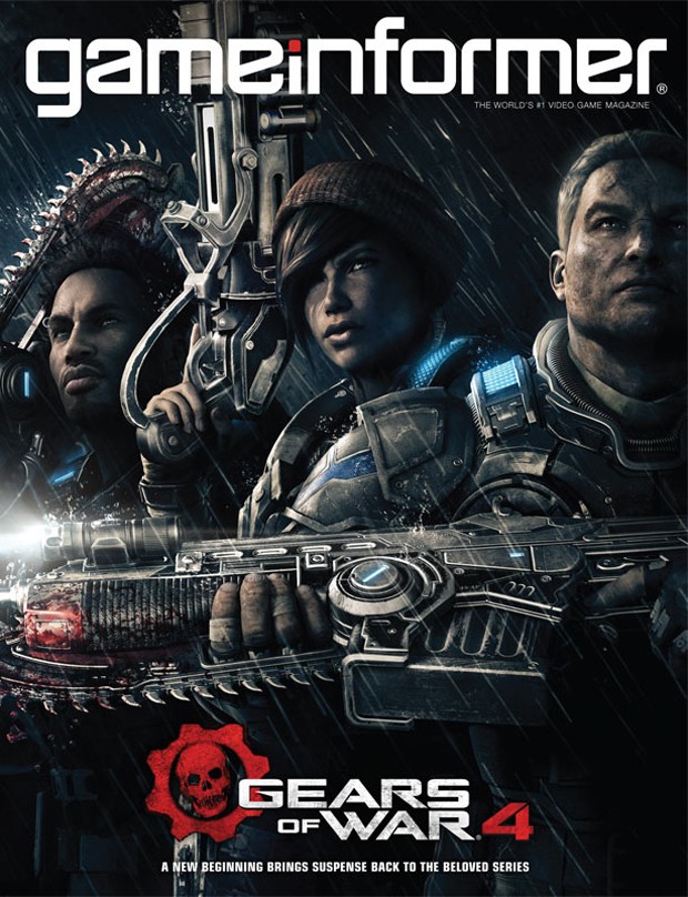 Capa da edição de abril da revista 'Game Informer' confirma trio inédito de protagonistas em 'Gears of War 4' (Foto: Divulgação/Game Informer)