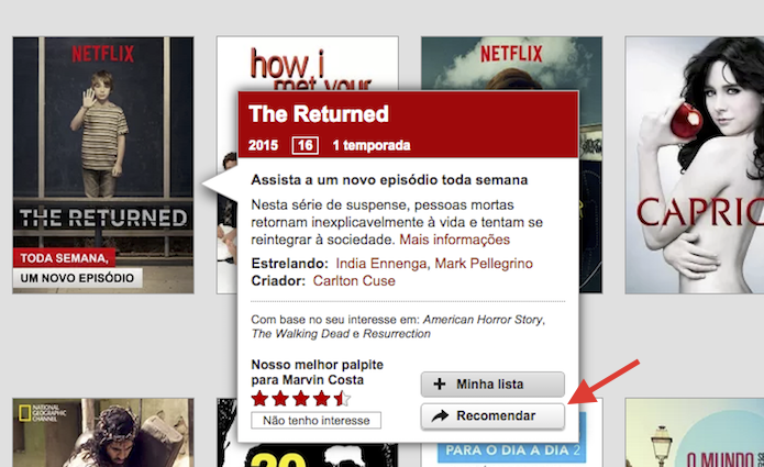 Acessando a ferramenta de recomenda??o do Netflix (Foto: Reprodu??o/Marvin Costa)