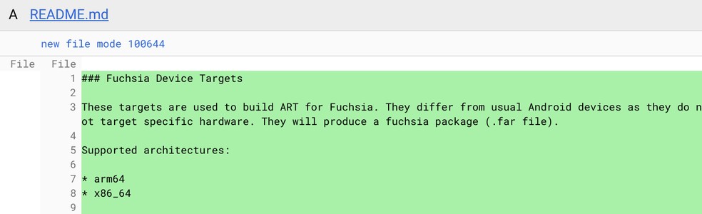 Código mostra que Fuchsia usará o Android Runtime para rodar apps do Android — Foto: Reprodução/9to5mac