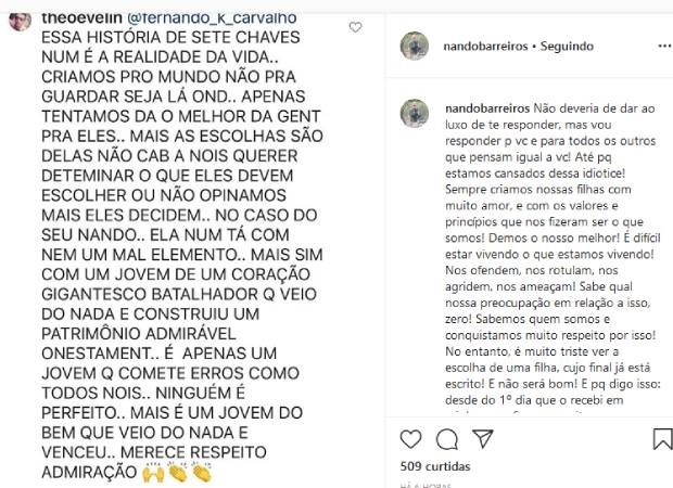 Luiz Fernando Barreiros, pai de Duda Reis, critica Nego do Borel (Foto: Reprodução/Instagram)