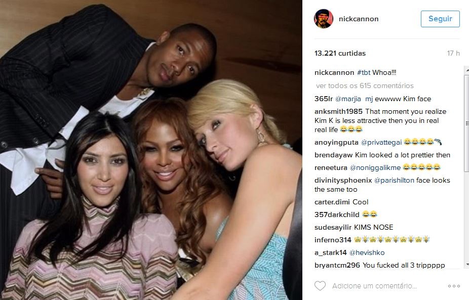 Seguidores de Nick Cannon comentam sobre o rosto de Kim Kardashian em 2006 (Foto: Reprodução)