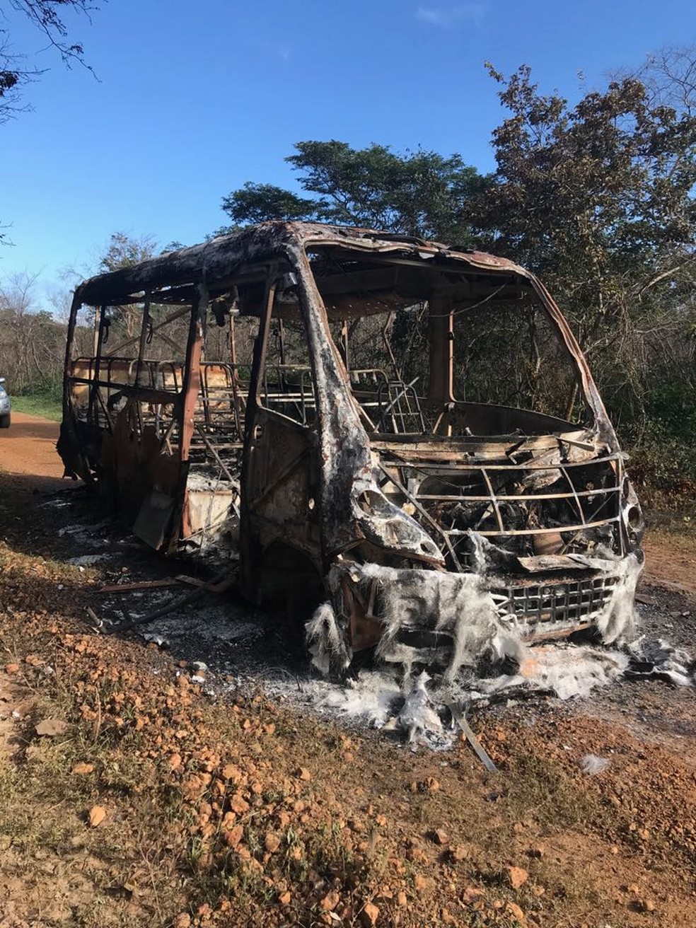 Ônibus escolar pegou fogo em Sigefredo Pacheco  (Foto: Divulgação/Secreataria de Educação)
