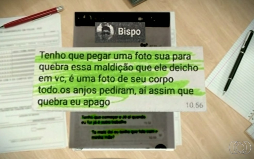 Mensagens revelam pedidos de fotos Ã­ntimas, em Cristalina (Foto: TV Anhanguera/ReproduÃ§Ã£o)