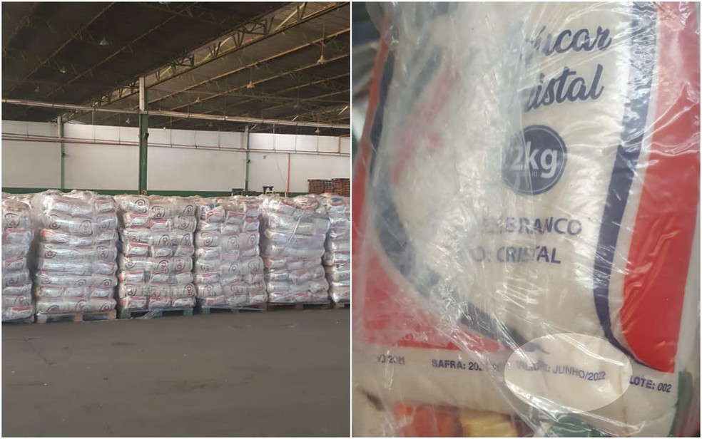 Prefeitura de Goiânia deixa mais de 20 mil cestas básicas em galpão e alimentos vencem, em Goiás — Foto: Reprodução/TV Anhanguera