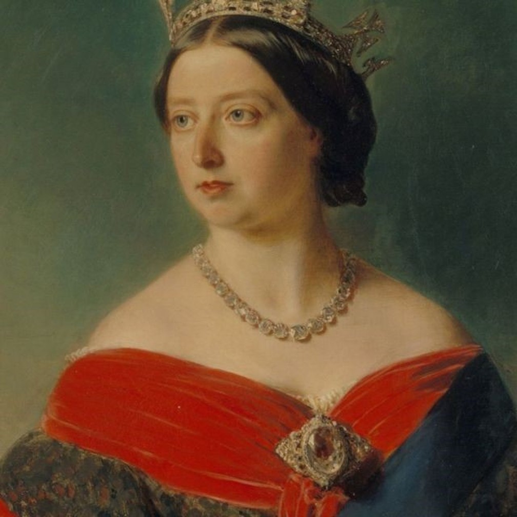A rainha Victoria com o Koh-i-Noor como um broche, pintada por Franz Xaver Winterhalter — Foto: REPRODUÇÃO