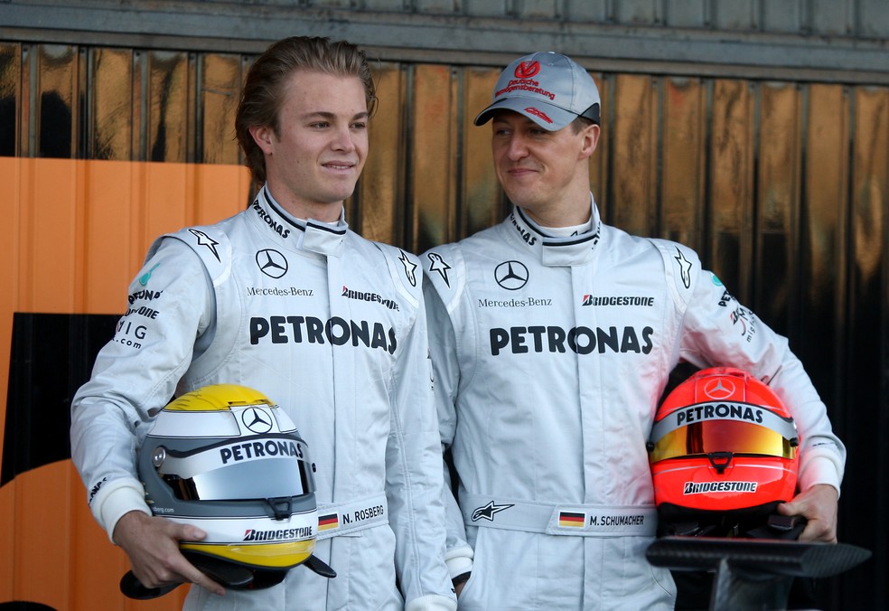  Nico Rosberg e Michael Schumacher conquistaram títulos mundiais para a Alemanha — Foto: Getty Images
