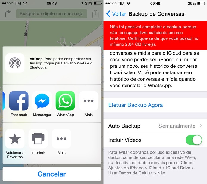 Atualização do Whatsapp para iOS traz melhorias de compartilhamento e backup de vídeos (Foto: Reprodução/Juliana Pixinine)