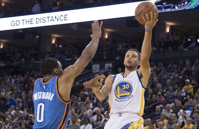 Stephen Curry Warriors x Thunder NBA (Foto: Reuters) Stephen Curry Warriors x Thunder NBA (Foto: Reuters)
