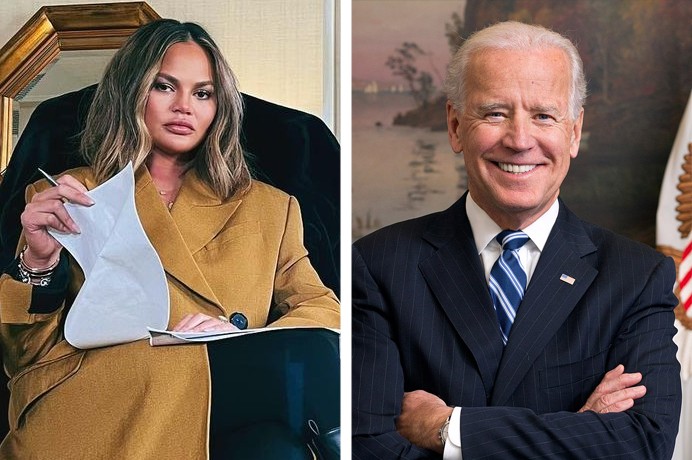 Chrissy Teigen e Joe Biden (Foto: Reprodução / Instagram; David Lienemann / White House / domínio público)