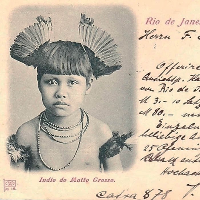 “Maloca de Índios Macuchis”. Bilhete postal - Verso. Série: “Índios da Amazônia”. Papel em gramatura 200g. (Foto: Acervo particular)