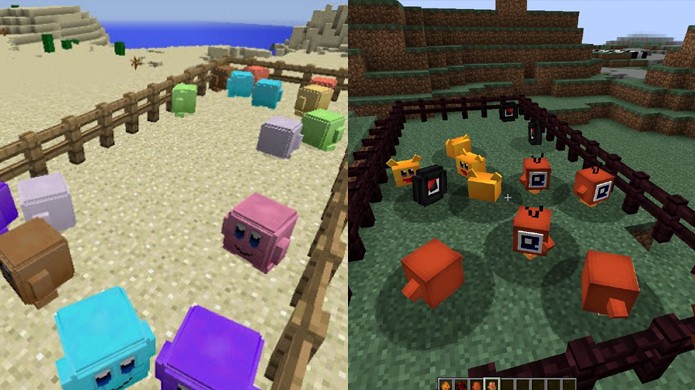 Kirby conta com seus amigos e inimigos ao adicionar dois mods em Minecraft (Foto: Reprodução/MMO Cheater Team e World of Mods)