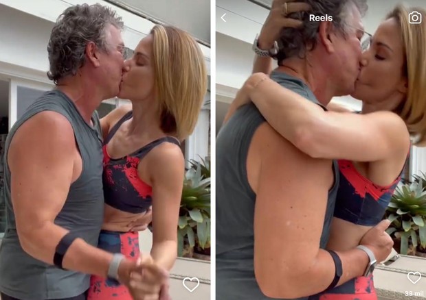 Ana Furtado e Boninho trocam beijaço em vídeo com dancinha (Foto: Reprodução/Instagram)