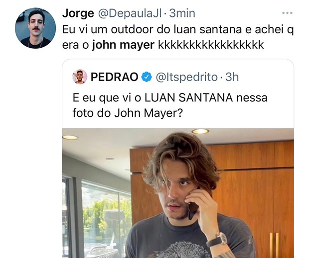 John Mayer é comparado a Luan Santana por fãs (Foto: Reprodução/ Instagram)