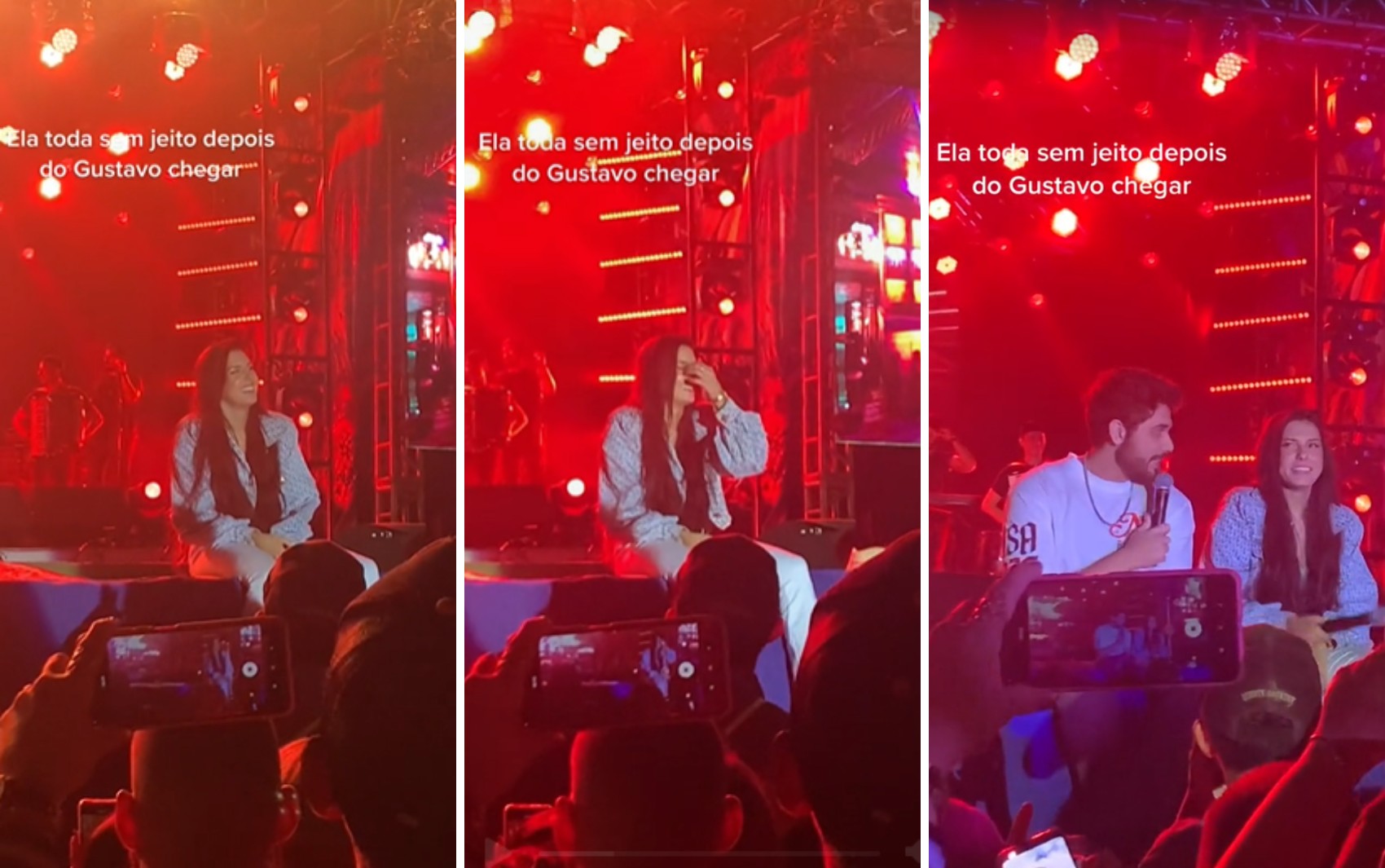 Gustavo Mioto aparece de surpresa em show de Ana Castela e fãs ‘shippam’ casal na web: ‘Apaixonadinha’