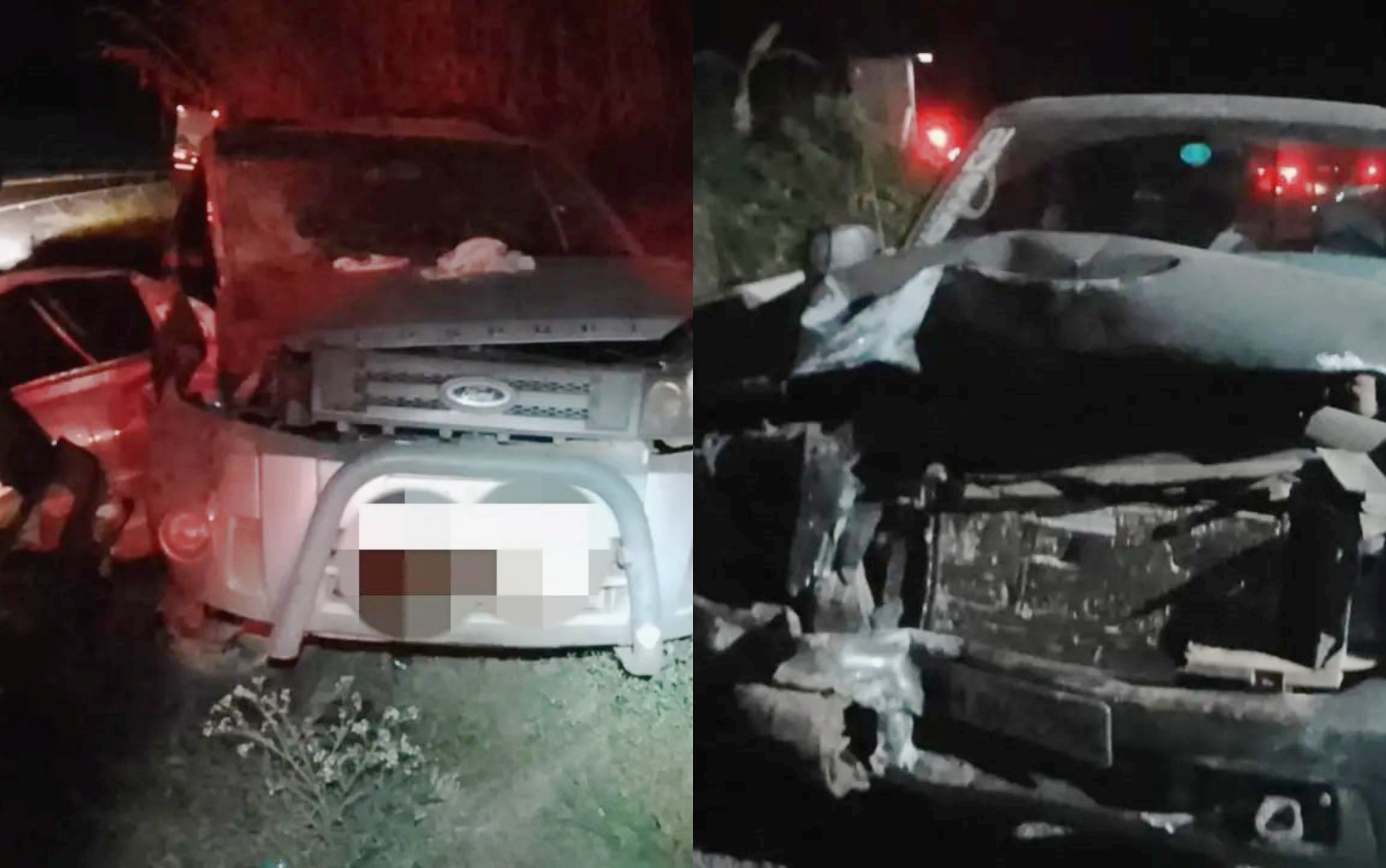 Batida frontal entre carro e caminhonete deixa dois feridos na BR-146, entre Juruaia e Muzambinho, MG