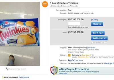 No eBay,  pacote de Twinkies é vendido por US$ 200 mil (Foto: Reprodução)