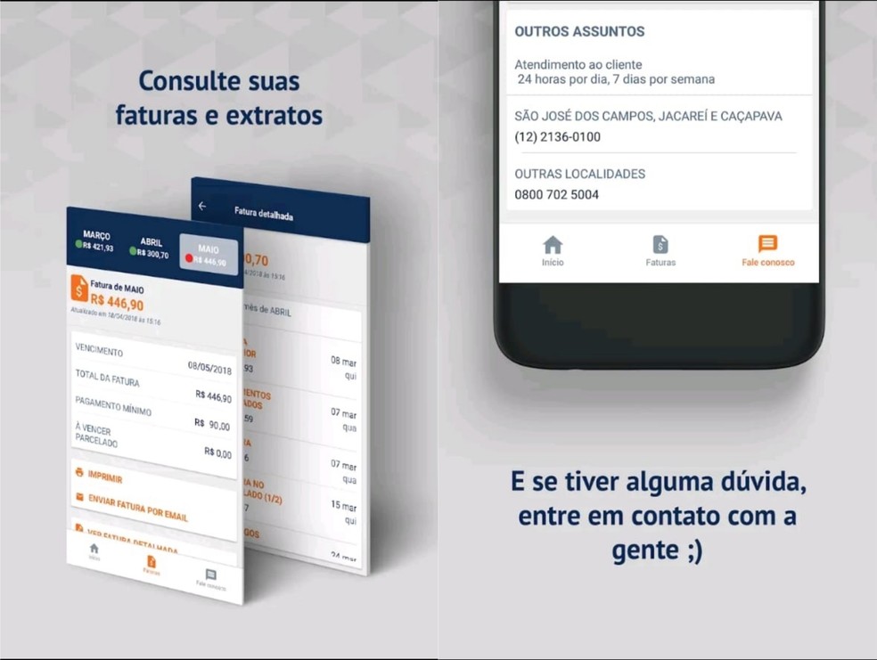 É possível entrar em contato com a companhia por meio do app, site, telefone ou WhatsApp — Foto: Divulgação/DMCard