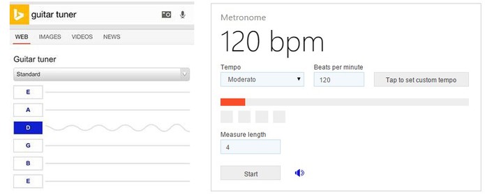 Ferramentas do Bing permitem afinar instrumentos e usar o metrônomo (Foto: Divulgação/Bing)