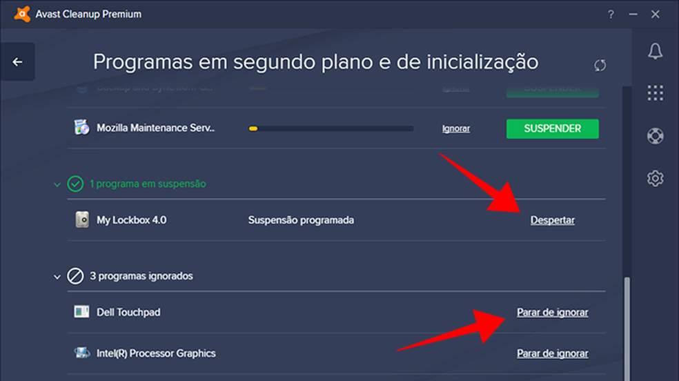 Cancele suspensões de itens ignorados no Avast Cleanup Premium (Foto: Reprodução/Paulo Alves)