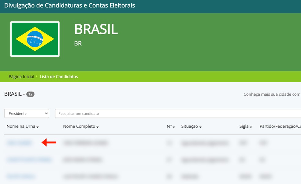Selecione o nome do candidato que você deseja conhecer as propostas de governo — Foto: Reprodução/Ana Letícia Loubak