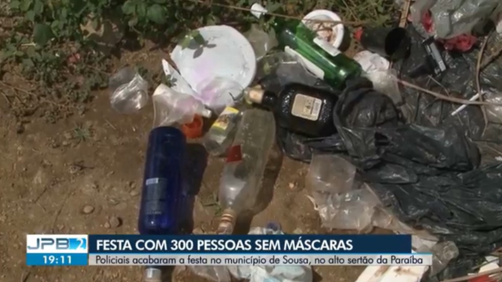 Polícia encerra festa com pelo menos 300 pessoas em Sousa, Sertão da PB — Foto: Tv Paraíba/Reprodução