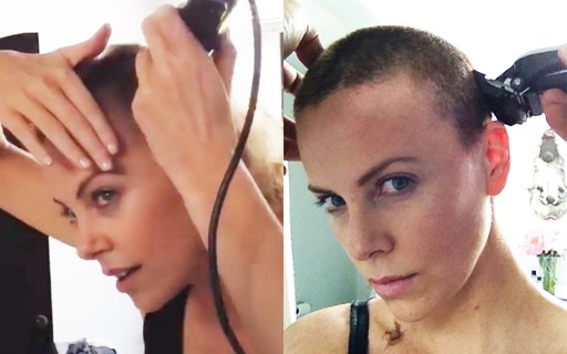 Charlize Theron posta vídeo inédito raspando a cabeça para 'Mad Max'