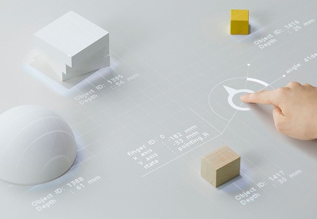 O protótipo do Concept T da Sony: projetor transforma qualquer superfície em tela touch screen (Foto: Sony)
