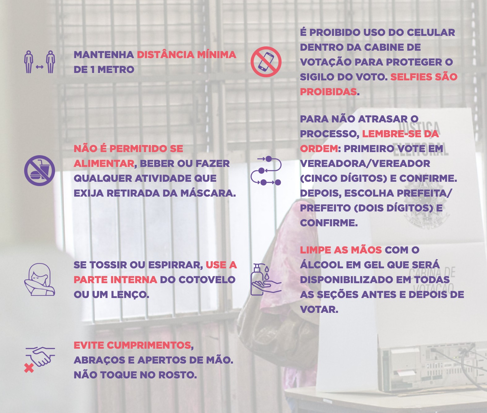 O TSE disponibilizou uma série de cards informativos para o dia da eleição (Foto: Reprodução / Justiça Eleitoral)