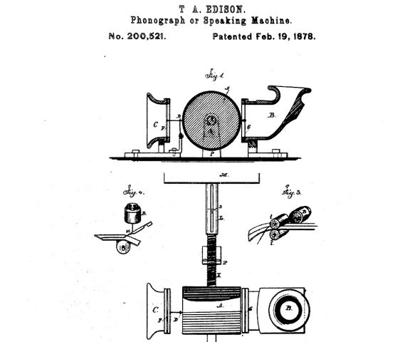 Fonógrafo Thomas Edison (Foto: Google Patents)