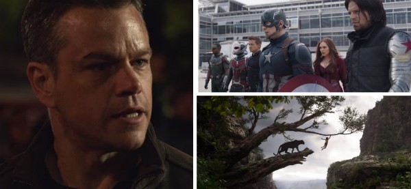 Imagens de 'Jason Bourne', Capitão América 3' e 'Mogli' (Foto: Divulgação)