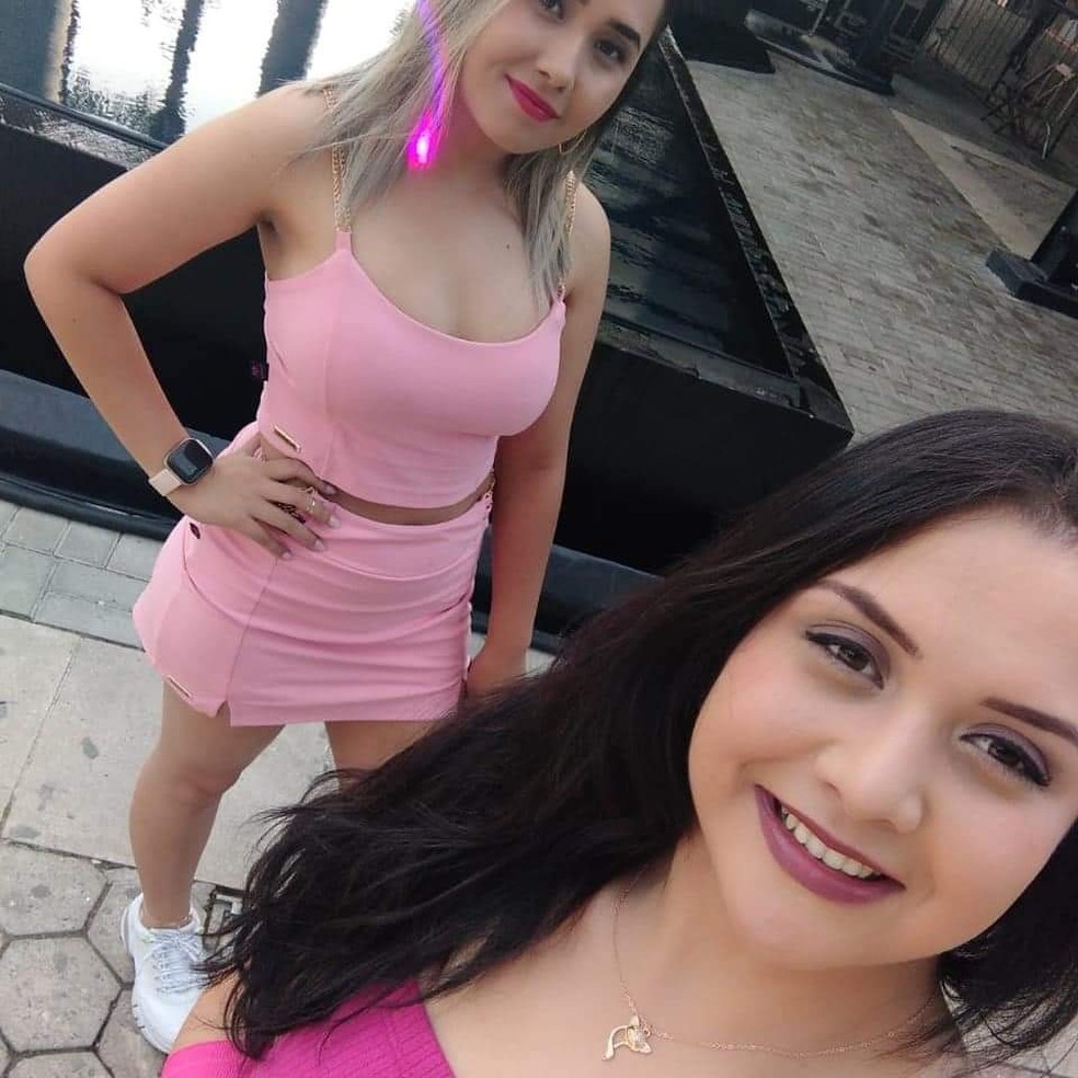 Ao fundo, Luciele Rodrigues Ribeiro, encontrada morta, e Patrícia Gonçalves ainda desaparecida — Foto: Arquivo Pessoal