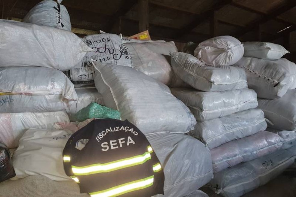 13 toneladas de roupas provenientes de Pernambuco foram apreendidas — Foto: Ascom/Sefa