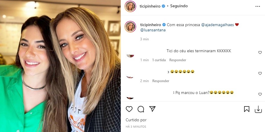 Ticiane Pinheiro comete gafe em foto com Jade Magalhães (Foto: Reprodução/Instagram)