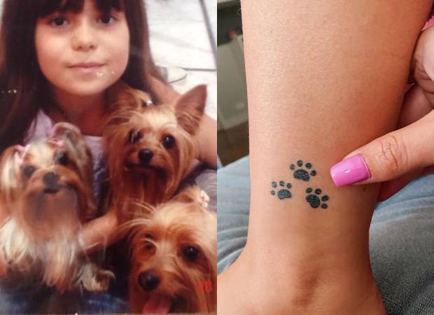 Viih Tube na infância, com os cachorros que cresceu; ela fez uma tatuagem em homenagem a eles (Foto: Instagram/@viihtube/Reprodução)