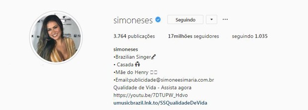 Instagram de Simone (Foto: Reprodução / Instagram)