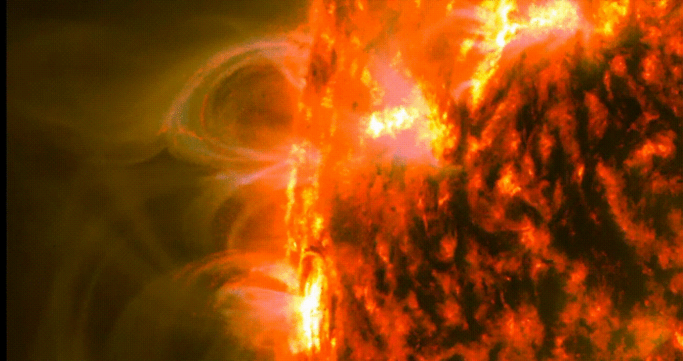 Chuva coronal pode ser vista entre movimentos magnéticos do Sol. (Foto: NASA’s Solar Dynamics Observatory/Emily Mason)