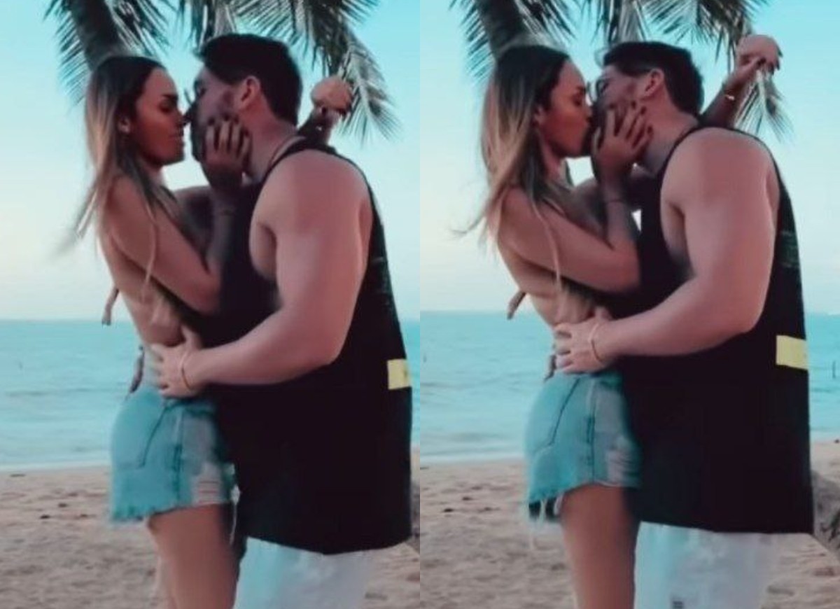 Sarah Andrade e Lucas Viana trocam beijo (Foto: Reprodução/Instagram)