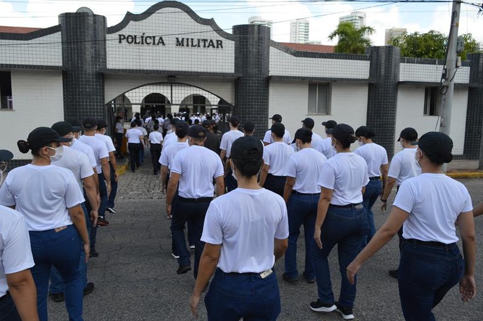 Alunos se apresentam para curso de formação da PM no RN. — Foto: PM/Divulgação