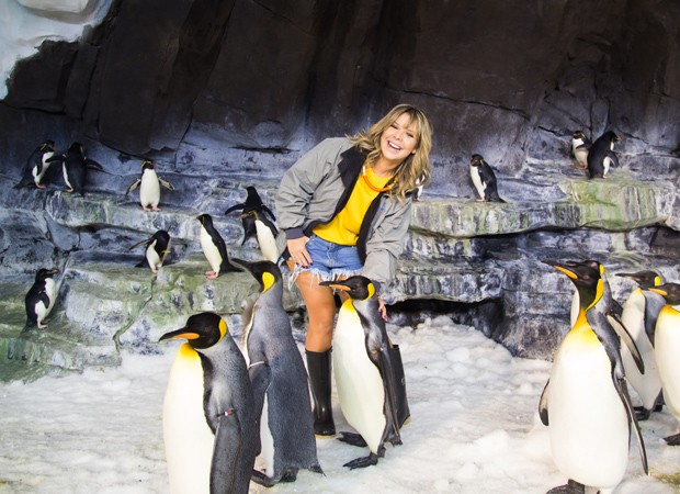 Fernanda Souza no Empire of the Penguin, uma das atrações do Sea World (Foto: Júlia Seixas)
