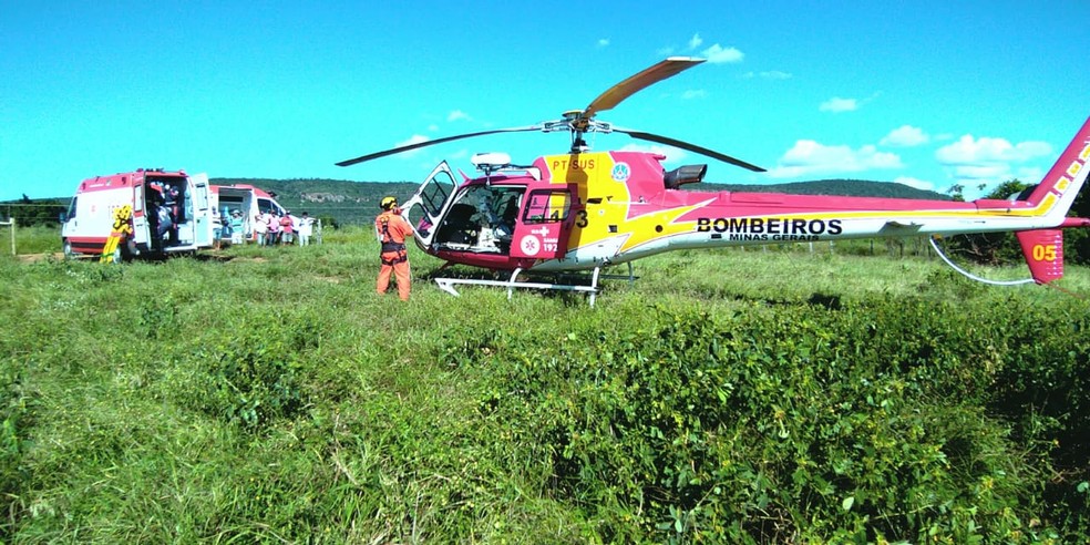Idoso foi socorrido pelo Suporte Área Avançado de Vida — Foto: Corpo de Bombeiros / Divulgação