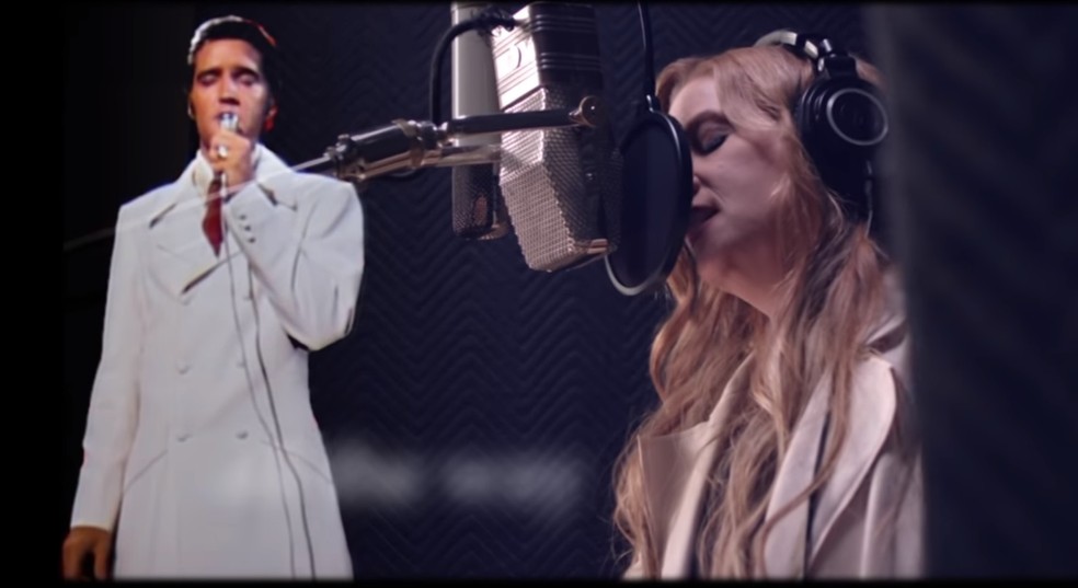 Elvis Presley e a filha, lisa Presley, em dueto póstumo (Foto: Reprodução/Instagram)