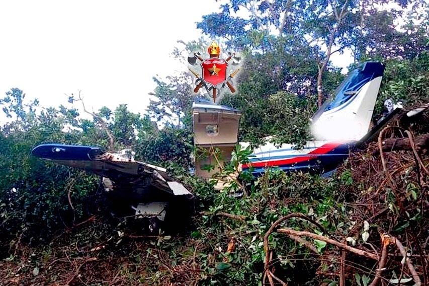 Avião caiu em fazendo (Foto: Reprodução/CBMDF)