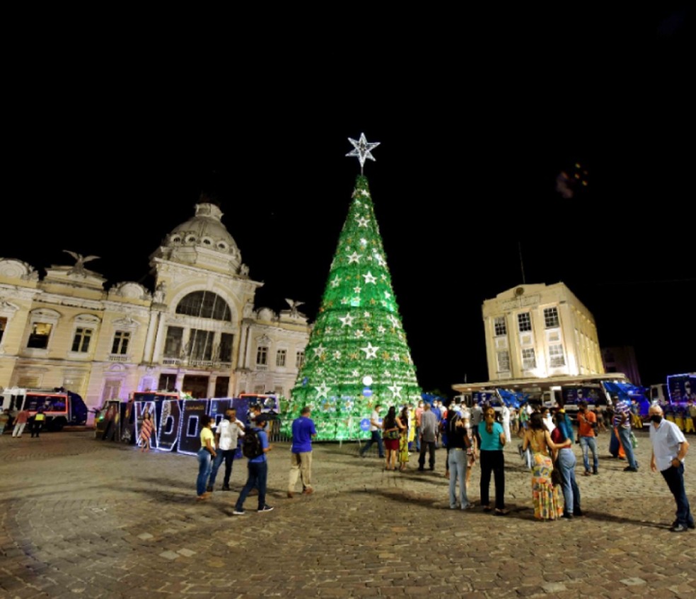 Árvore de Natal sustentável, em Salvador — Foto: Valter Pontes/Secom