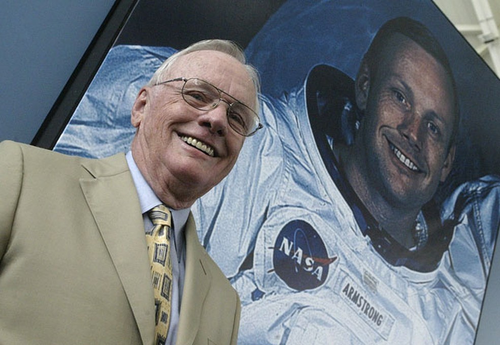 Neil Armstrong, primeiro homem a pisar na Lua, em foto de 2016. — Foto: Jose Jordan/AFP